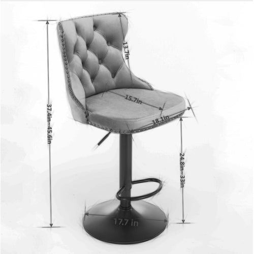Furniture,Swivel Velvet Barstools Adjusatble Seat Height from 25-33 Inch,17.7 inch base, Modern Upholstered Bar Stools with Backs Comfortable Tufted for Home Pub and Kitchen Island,Black,Set of 2