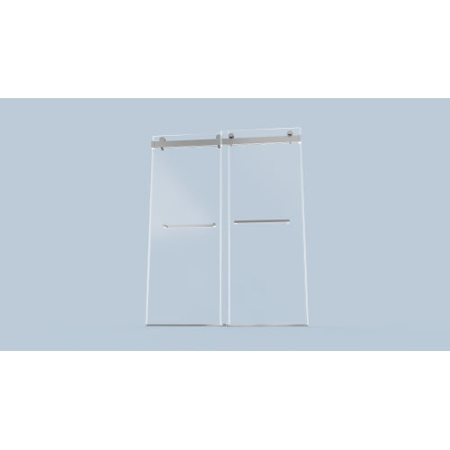 56-60 inches W *76 inches H Frameless Double Sliding Soft-Close Shower Door in Brushed Nickel,3/8 inches (10mm) Thick SGCC Tempered Glass Door