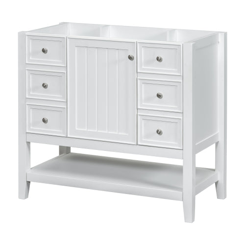 36" Bathroom Vanity with Sink, One Cabinet and Three Drawers, Solid Wood and MDF Board, White (Old Sku:SY999505AAK-6)
