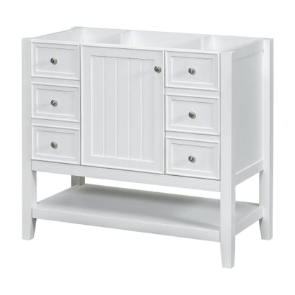 36" Bathroom Vanity with Sink, One Cabinet and Three Drawers, Solid Wood and MDF Board, White (Old Sku:SY999505AAK-6)