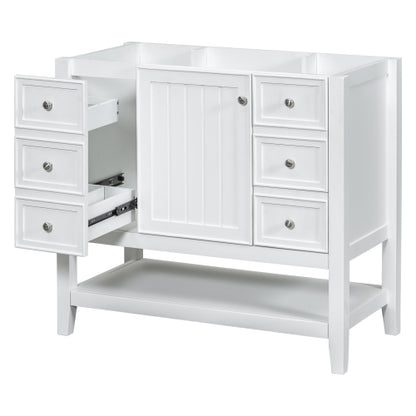 36" Bathroom Vanity with Sink, One Cabinet and Three Drawers, Solid Wood and MDF Board, White (Old Sku:SY999505AAK-6)
