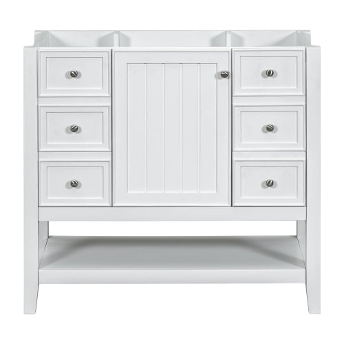 36" Bathroom Vanity with Sink, One Cabinet and Three Drawers, Solid Wood and MDF Board, White (Old Sku:SY999505AAK-6)
