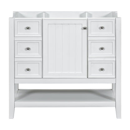 36" Bathroom Vanity with Sink, One Cabinet and Three Drawers, Solid Wood and MDF Board, White (Old Sku:SY999505AAK-6)