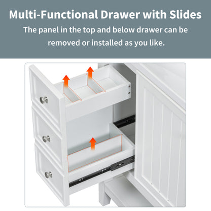 36" Bathroom Vanity with Sink, One Cabinet and Three Drawers, Solid Wood and MDF Board, White (Old Sku:SY999505AAK-6)