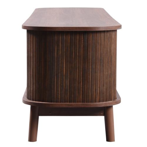 Modern Farmhouse Rattan TV Stand Fits Up To 75 Inch TV With Cable Hole
