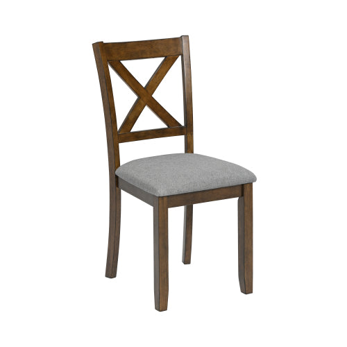 Set of 4 Walnut Wooden Dining Chairs, X-Shaped Ergonomic Backrest, Linen Upholstered Padded Side Chairs, 330lbs