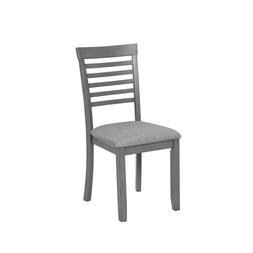 Wooden Dining Chairs Set of 4, Gray Linen Upholstered Side Chairs with Ladder Back for Kitchen Dining Room