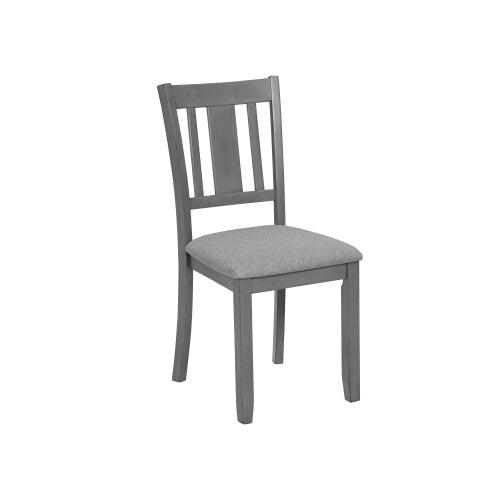 Wooden Dining Chairs Set of 4, Gray Linen Upholstered Side Chairs with Slatted Back for Kitchen Dining Room