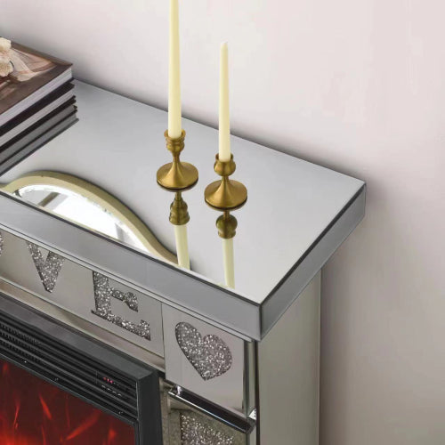 W 46" X D 12.6 X H 41"Acrylic diamond mirror fireplace cabinet, TV fireplace cabinet