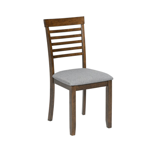 Wooden Dining Chairs Set of 4, Walnut Linen Upholstered Side Chairs with Ladder Back for Kitchen Dining Room