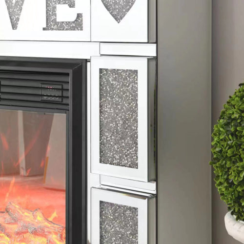 W 46" X D 12.6 X H 41"Acrylic diamond mirror fireplace cabinet, TV fireplace cabinet