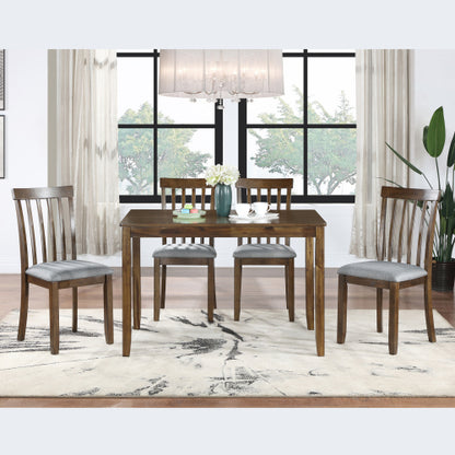45.5 Inch Walnut Rectangular Wooden Dining Table, Solid Wood Frame MDF Veneer 4-Seater Kitchen Table