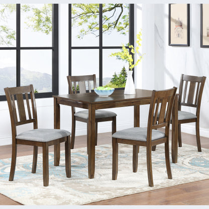 45.5 Inch Walnut Rectangular Wooden Dining Table, Solid Wood Frame MDF Veneer 4-Seater Kitchen Table