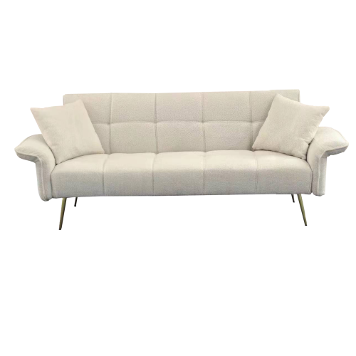 70.1 Inch Convertible Futon Sofa-Bed with Folding Armrests Teddy-Velvet Upholstery Wood-Frame for Living-Room Small-Spaces