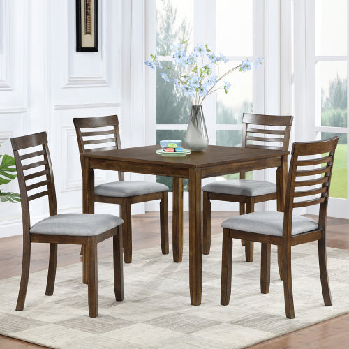 Modern Square Wood Dining Table with Solid Wood Legs and Walnut Finish