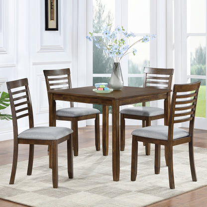 Modern Square Wood Dining Table with Solid Wood Legs and Walnut Finish