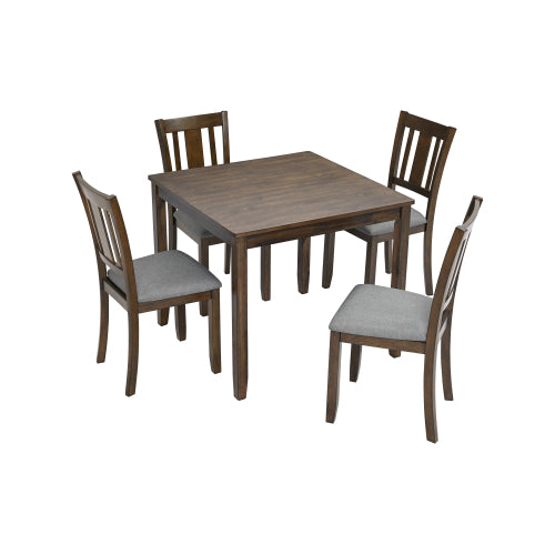 Modern Square Wood Dining Table with Solid Wood Legs and Walnut Finish