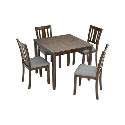 Modern Square Wood Dining Table with Solid Wood Legs and Walnut Finish