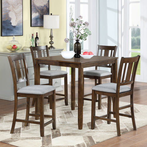 Walnut Counter Height Square Dining Table with Solid Wood Frame