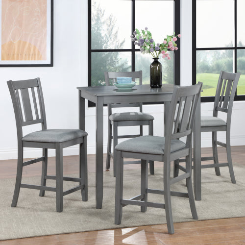 Gray Counter Height Square Dining Table with Solid Wood Legs