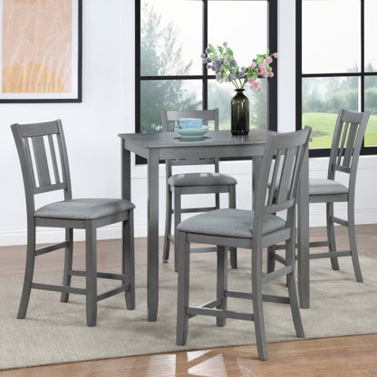 Gray Counter Height Square Dining Table with Solid Wood Legs