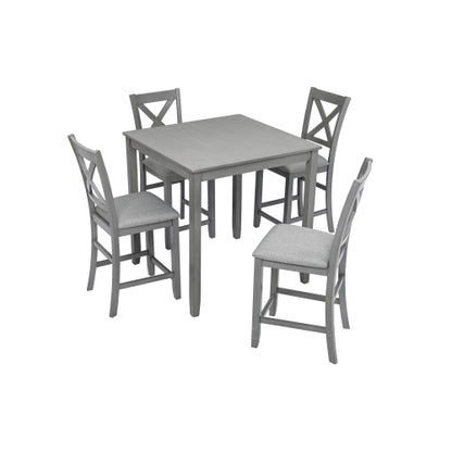 Gray Counter Height Square Dining Table with Solid Wood Legs
