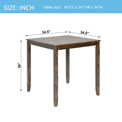 Walnut Counter Height Square Dining Table with Solid Wood Frame