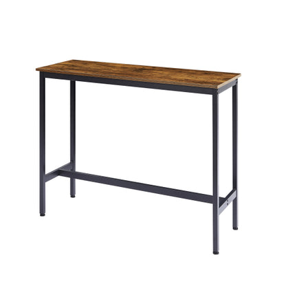Bar Table Set with 2 Bar stools PU Soft seat with backrest, Rustic Brown, 43.31inch  L x 15.75inch  W x 35.43inch  H.