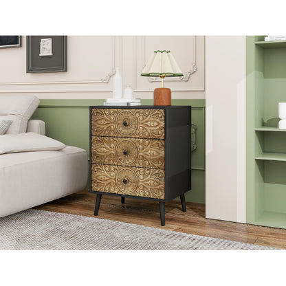 American Style 3 Drawer Cabinet with Pine Wood Feet