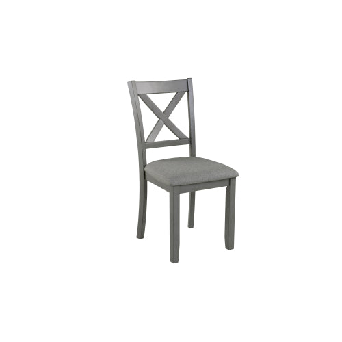 Set of 4 Gray Wooden Dining Chairs, X-Shaped Ergonomic Backrest, Linen Upholstered Padded Side Chairs, 330lbs