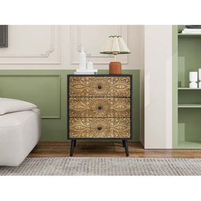American Style 3 Drawer Cabinet with Pine Wood Feet