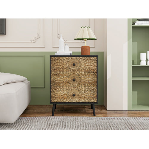 American Style 3 Drawer Cabinet with Pine Wood Feet