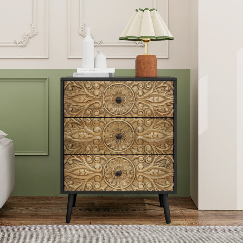 American Style 3 Drawer Cabinet with Pine Wood Feet