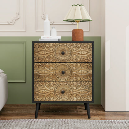 American Style 3 Drawer Cabinet with Pine Wood Feet