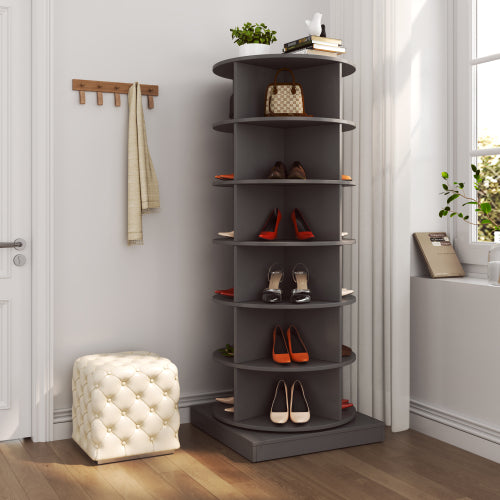 Grey 6-Layer 360 Degree Rotating Household Shoe Cabinet Large Capacity Multi-Purpose Shoe Organizer Cabinet