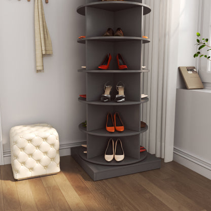 Grey 6-Layer 360 Degree Rotating Household Shoe Cabinet Large Capacity Multi-Purpose Shoe Organizer Cabinet