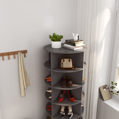 Grey 6-Layer 360 Degree Rotating Household Shoe Cabinet Large Capacity Multi-Purpose Shoe Organizer Cabinet
