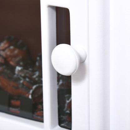 HOMCOM 22" Free standing Electric Fireplace Stove, Fire Place Heater with Realistic Flame Effect, Overheat Safety Protection, 750W / 1500W, White