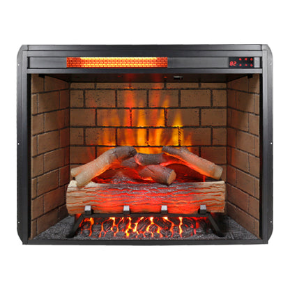 28inch Infrared Electric Fireplace Insert, Touch Panel Home Decor Heater, Smokeless Firebox