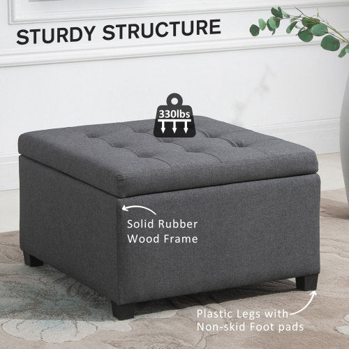 Tufted Storage Ottoman with Flip Top Lid Upholstered Bench for Living Room