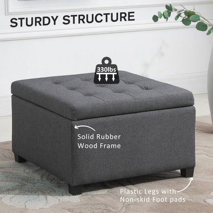 Tufted Storage Ottoman with Flip Top Lid Upholstered Bench for Living Room