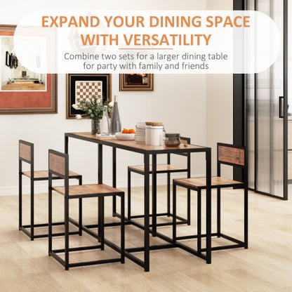 3-Piece Multifunctional Industrial Dining Set, Square MDF Table & 2 Low Back Stools