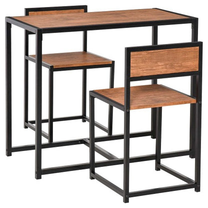 3-Piece Multifunctional Industrial Dining Set, Square MDF Table & 2 Low Back Stools