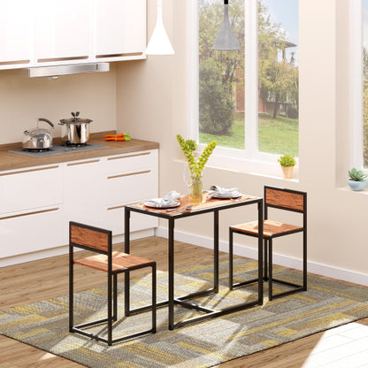 3-Piece Multifunctional Industrial Dining Set, Square MDF Table & 2 Low Back Stools