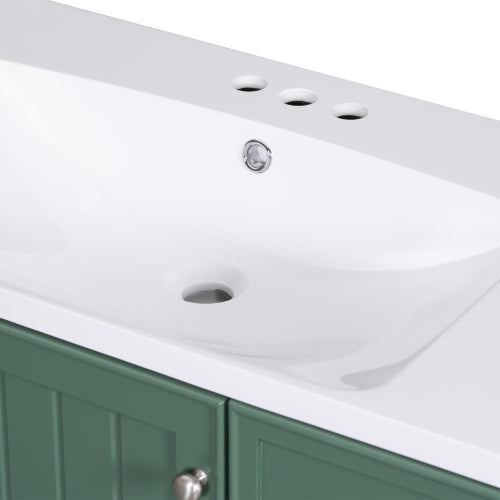 36" Bathroom Vanity with Sink, One Cabinet and Three Drawers, Solid Wood and MDF Board, Green (Old Sku:SY999505AAG-6)