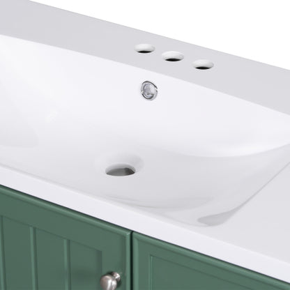 36" Bathroom Vanity with Sink, One Cabinet and Three Drawers, Solid Wood and MDF Board, Green (Old Sku:SY999505AAG-6)