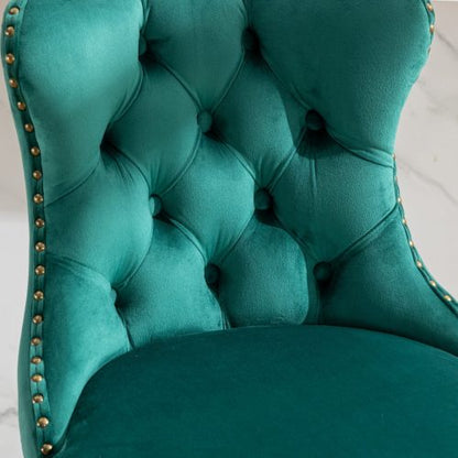 Swivel Velvet Barstools Adjusatble Seat Height from 25-33 Inch,17.7inch base, Modern Upholstered Bar Stools with Backs Comfortable Tufted for Home Pub and Kitchen Island,Green,Set of 2
