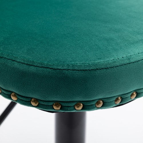 Swivel Velvet Barstools Adjusatble Seat Height from 25-33 Inch,17.7inch base, Modern Upholstered Bar Stools with Backs Comfortable Tufted for Home Pub and Kitchen Island,Green,Set of 2