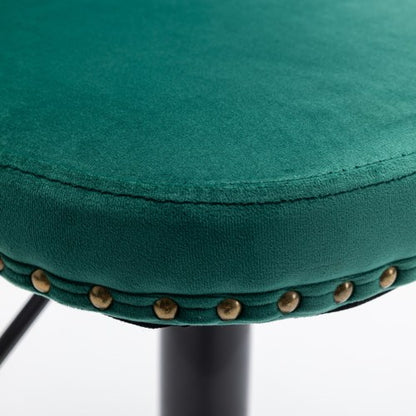 Swivel Velvet Barstools Adjusatble Seat Height from 25-33 Inch,17.7inch base, Modern Upholstered Bar Stools with Backs Comfortable Tufted for Home Pub and Kitchen Island,Green,Set of 2
