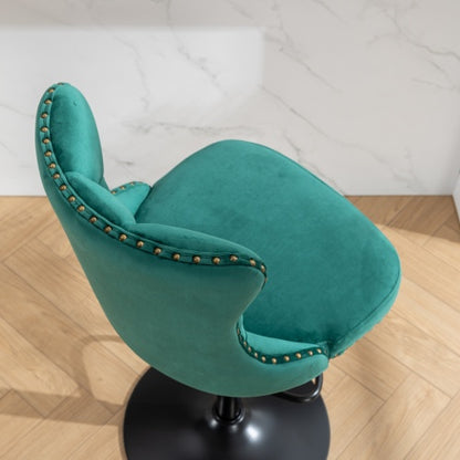 Swivel Velvet Barstools Adjusatble Seat Height from 25-33 Inch,17.7inch base, Modern Upholstered Bar Stools with Backs Comfortable Tufted for Home Pub and Kitchen Island,Green,Set of 2